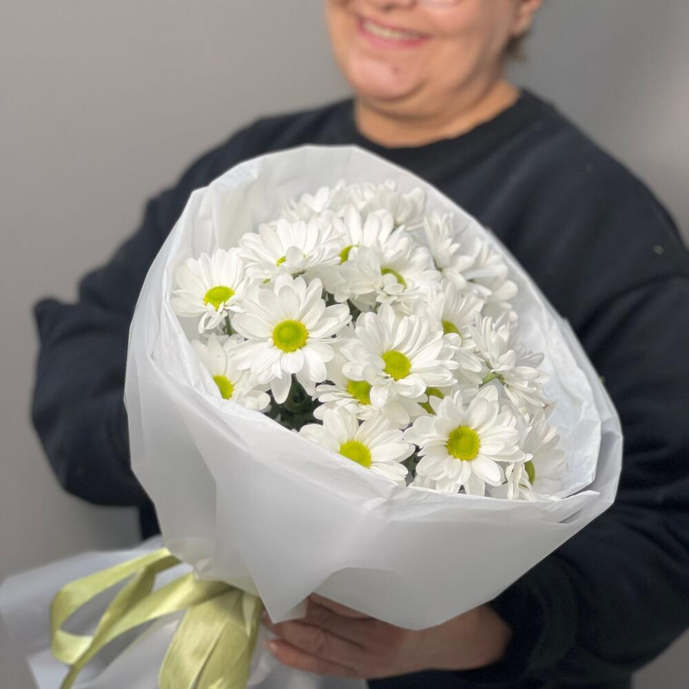 Букет «Ромашковый» – нежные белые хризантемы в деревенском стиле Ялта Крым